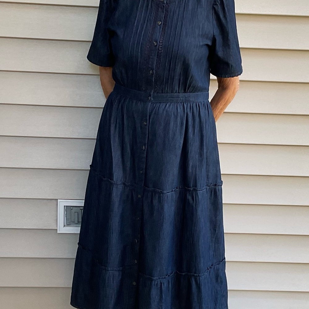 Gap Denim Blue Tiered Midi Dress Size M
